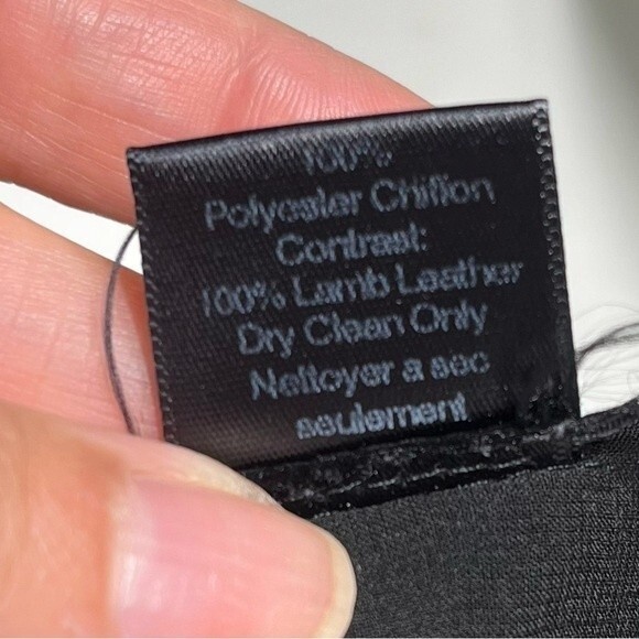 Dress the Population Leather and Chiffon High Low Alondra in Black S - Picture 13 of 16